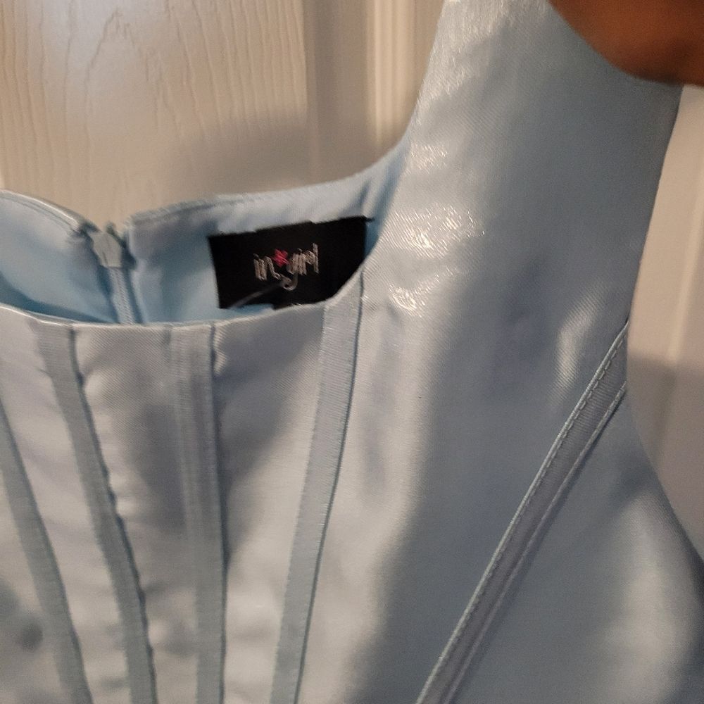 NWT- In Girl-City Triangles Blue Embellished Pleated Fit & Flare Dress GIRLS 14 - Picture 3 of 5